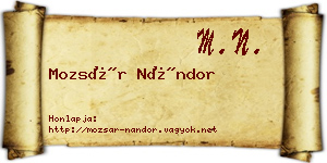 Mozsár Nándor névjegykártya